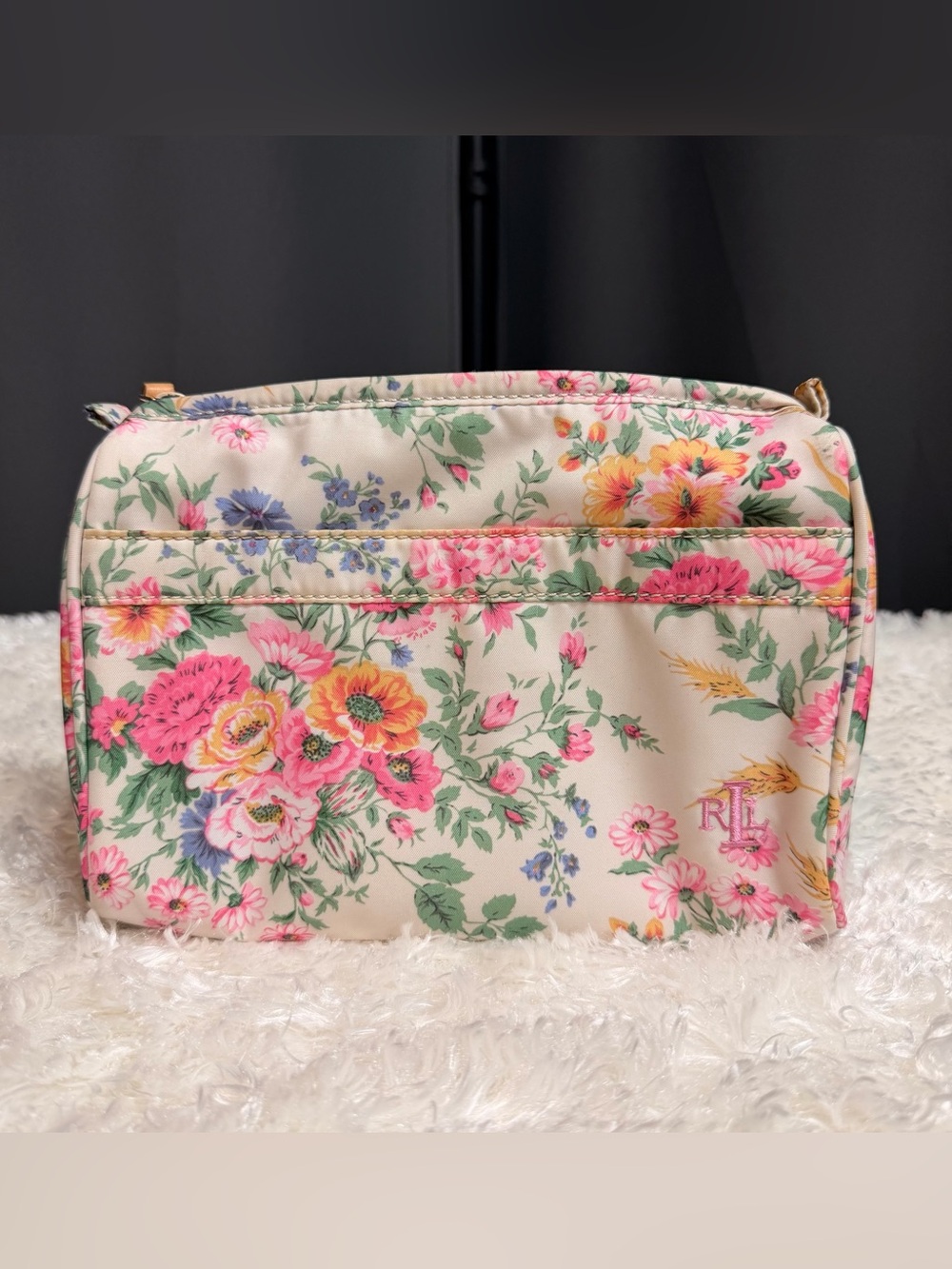 Lauren Ralph Lauren Cosmetic Bag Small Pink Floral Toiletries Vanity Case